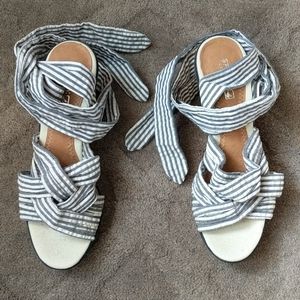 Sperry Navy Ankle Wrap Wedges